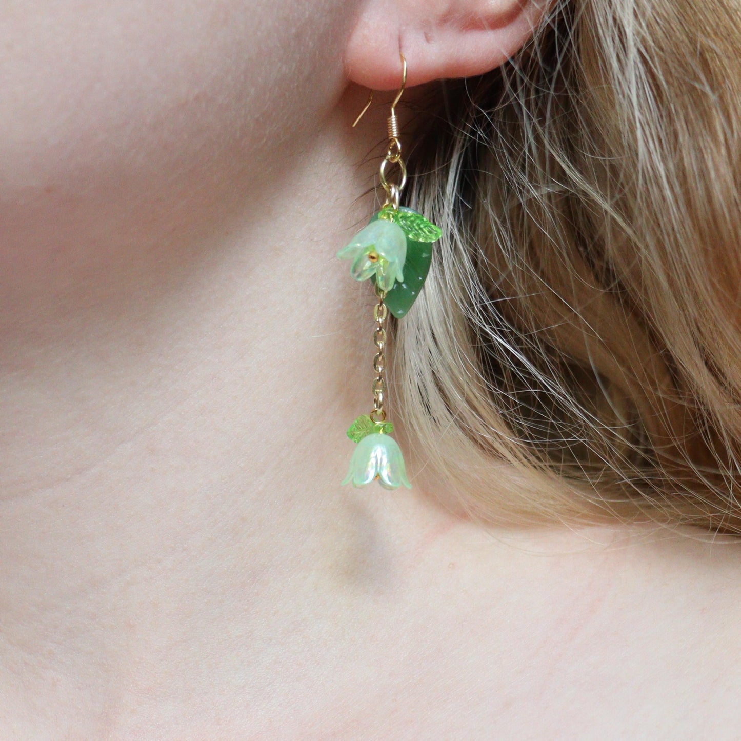 Green Flower Earrings