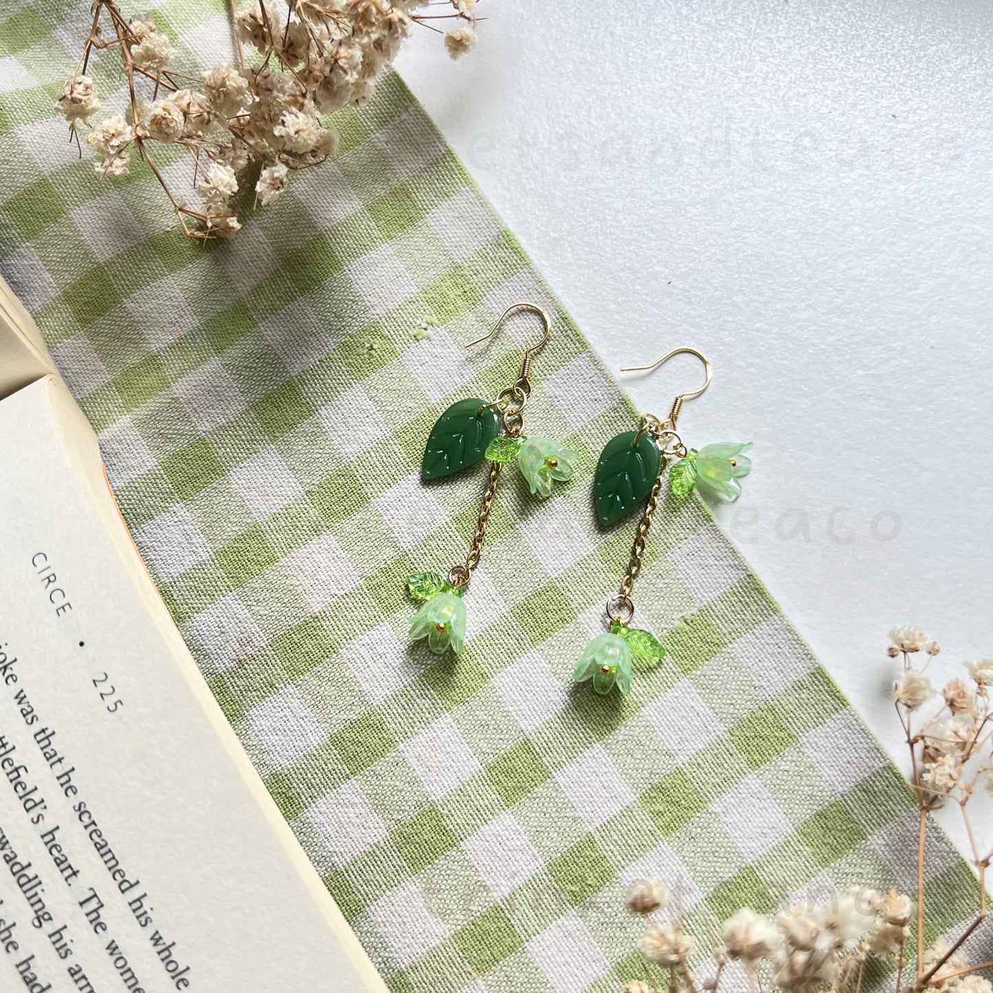 Green Flower Earrings