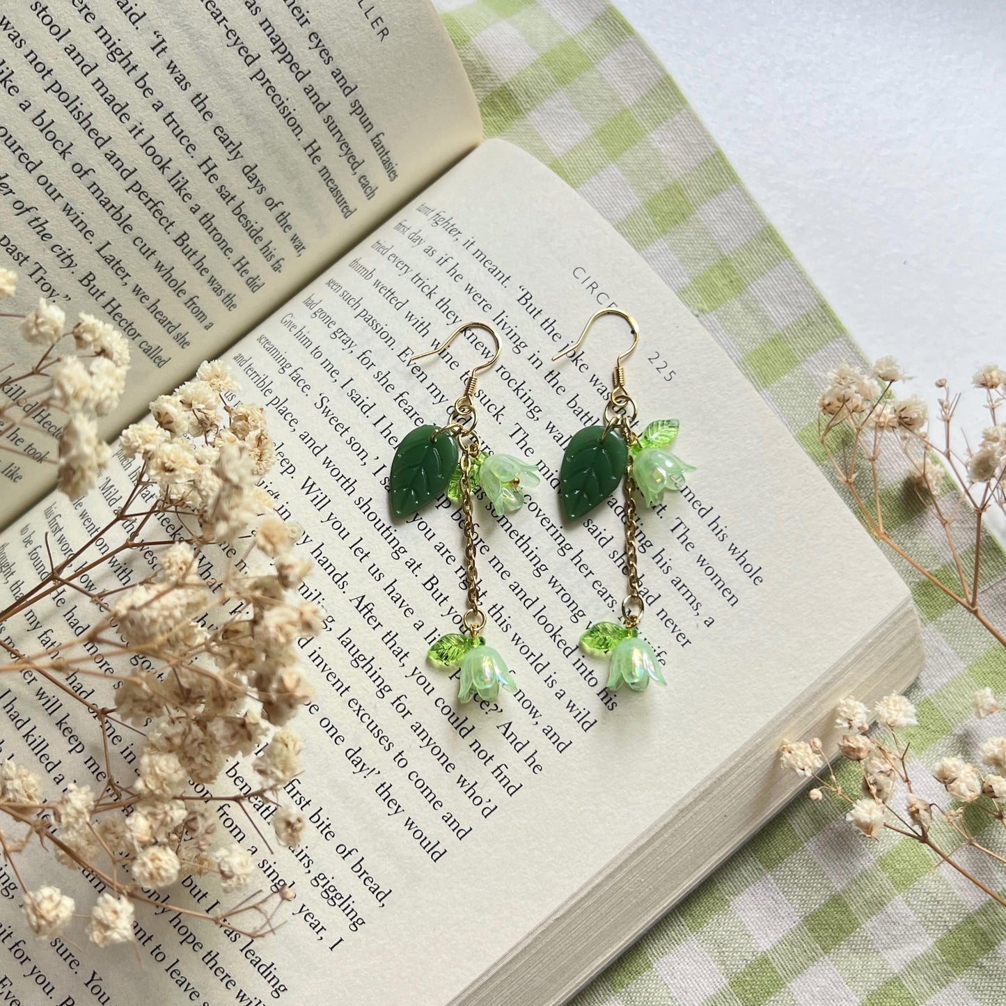Green Flower Earrings