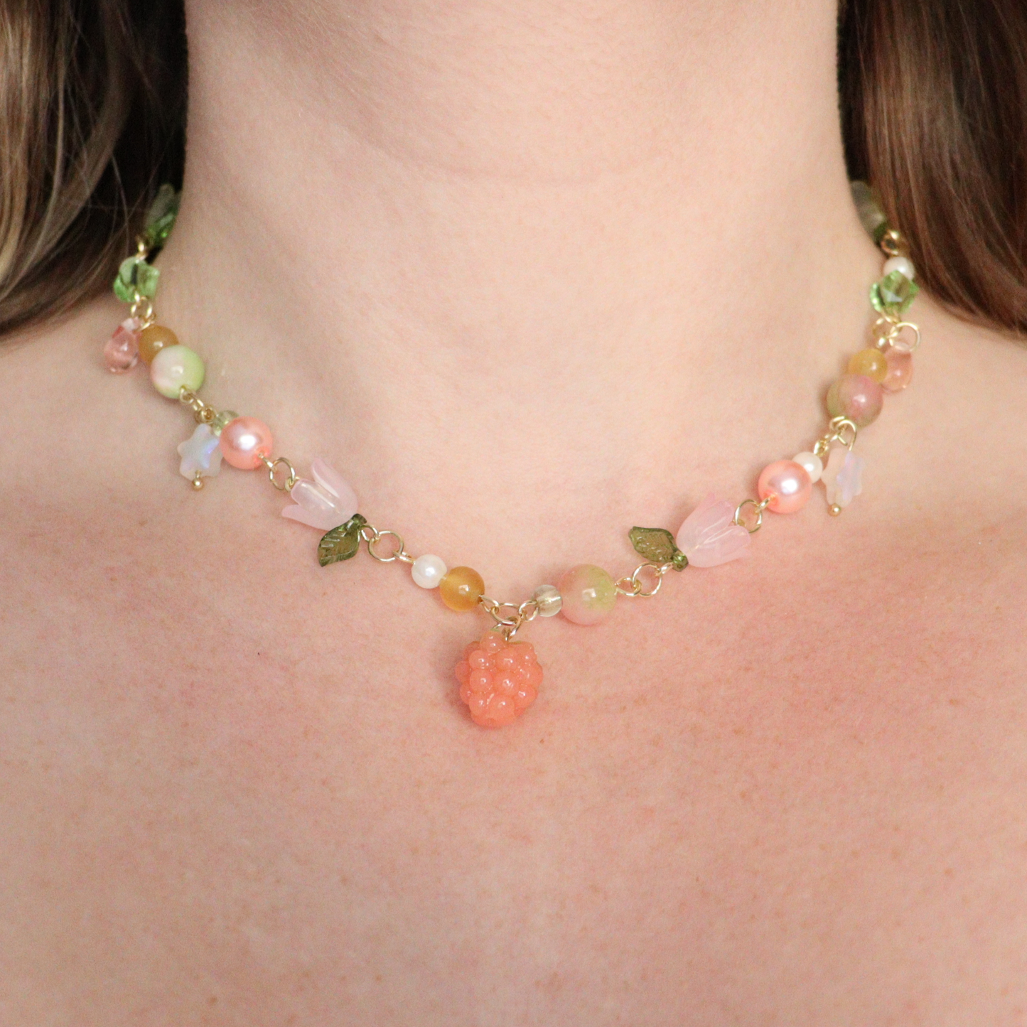 Springtime Raspberry Necklace